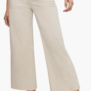 Good American Good Waist Raw Hem High Waist Crop Palazzo Jeans - Size 0